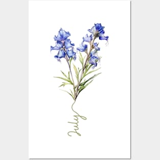 Larkspur - Birth Month Flower for July Posters and Art